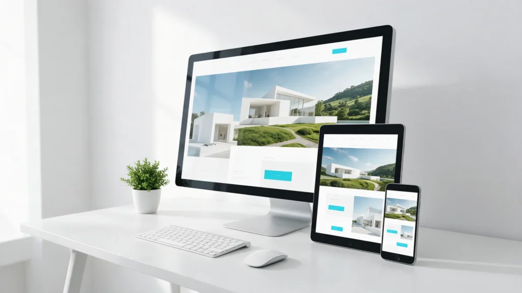 Site responsivo em monitor, tablet e celular